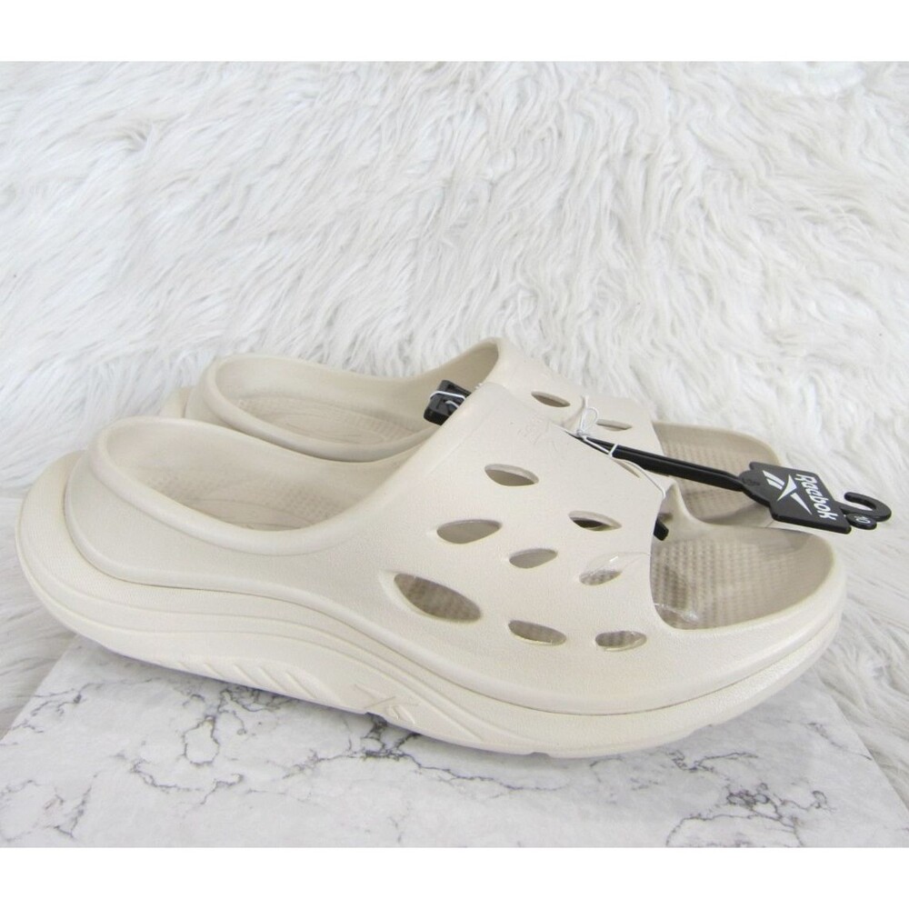 Reebok DMX Recovery Slides Chalk White Beige Men's Size 10 New!